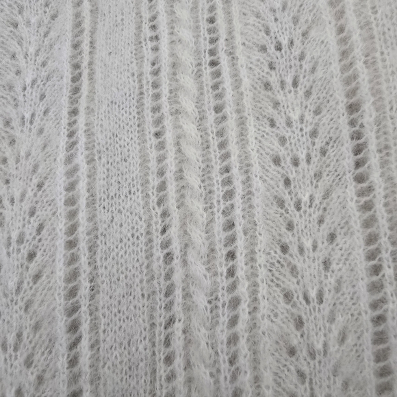 SÉZANE Cristina Cream Mohair Wool Crossover V Neck Crossover  Pointelle Sweater - Picture 12 of 16